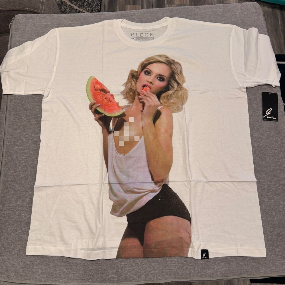 Pin Up Graphic Eleon Mens Watermelon T-Shirt White XL Streetwear New With Tags